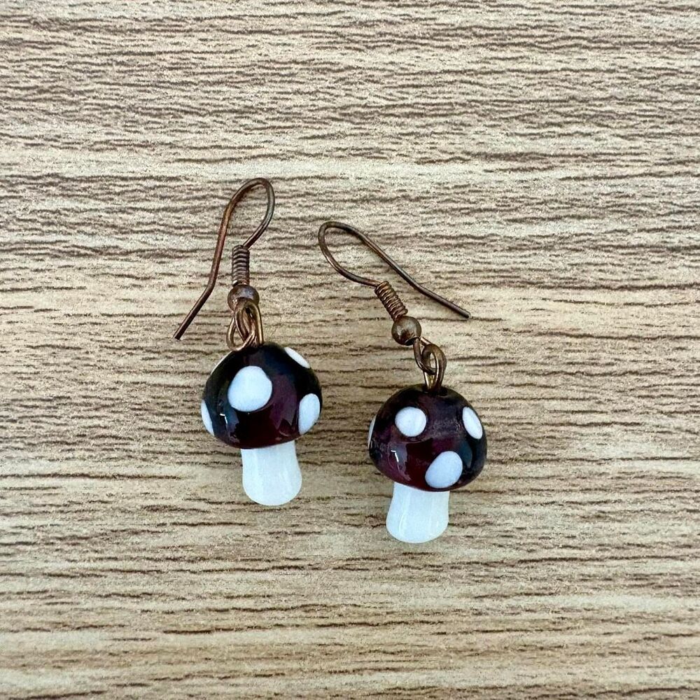 Adorable Mushroom/Toadstool Dangle Earrings, Womens, Cottagecore Fairycore